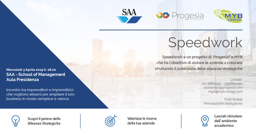 Speedwork, incontro dedicato ad aziende e professionisti per ampliare le possibilità di business