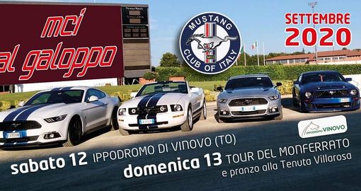 Sabato all'ippodromo di Vinovo auto Mustang e cavalli in pista Sabato all'ippodromo di Vinovo auto Mustang e cavalli in pista