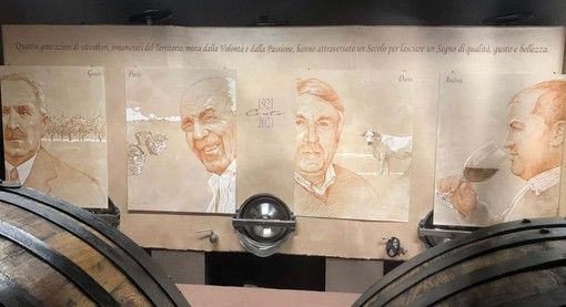 Disegno realizzato dal pittore Massimo Ricci in occasione dei cent'anni della cantina Disegno realizzato dal pittore Massimo Ricci in occasione dei cent'anni della cantina