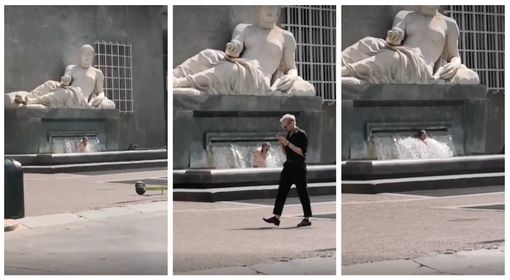tuffatore nella fontana piazza Cln tuffatore nella fontana piazza Cln