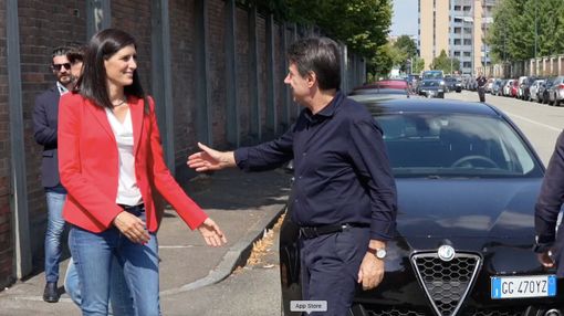 Appendino a fianco di Conte: &quot;Con Lo Russo Torino indietro sui diritti, noi da soli perché coerenti&quot; [FOTO E VIDEO]