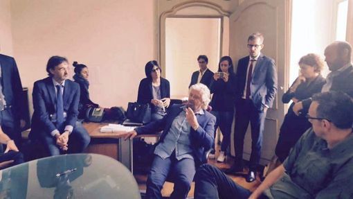 Beppe Grillo a colloquio con lo staff della sindaca Appendino Beppe Grillo a colloquio con lo staff della sindaca Appendino