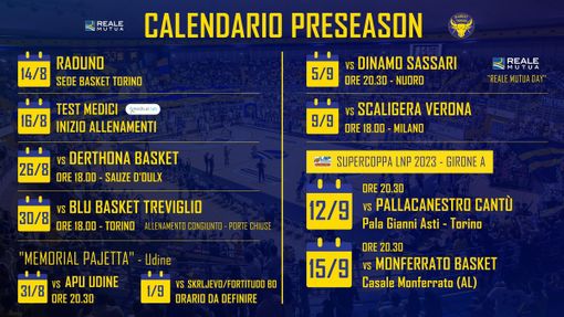 Basket Torino, si riparte: il calendario del precampionato