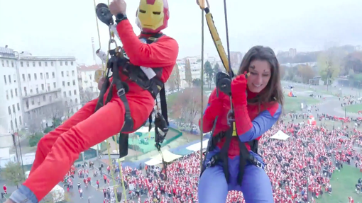 I supereroi erano stati all'ospedale infantile di Torino già lo scorso dicembre durante il raduno dei Babbi Natale