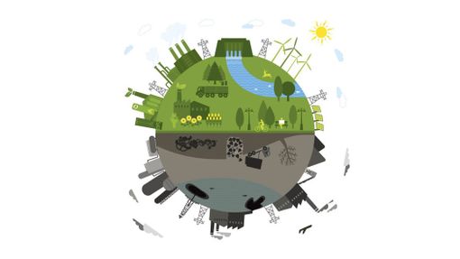 mondo con elementi di sostenibilità