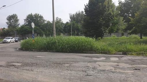 Erba alta e strada dissestata: “La rotonda di via Terni non è sicura”