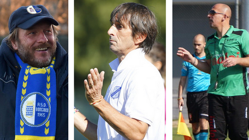 Da sinistra: Russo (Borgaro), Conta verso Quincinetto e Cellerino pronto a guidare il Moretta in Eccellenza