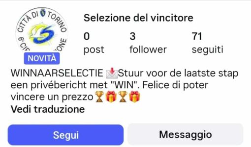 Il falso profilo della Circoscrizione 6 utilizzato Il falso profilo della Circoscrizione 6 utilizzato