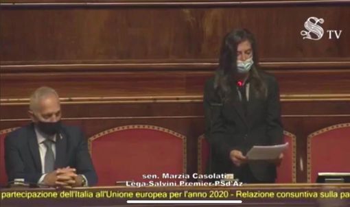 Ue, Casolati (Lega): "No a cambiali in bianco al governo, no a un'Europa surrogata" Ue, Casolati (Lega): "No a cambiali in bianco al governo, no a un'Europa surrogata"