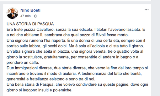 &quot;Una storia di Pasqua&quot;: Nino Boeti racconta un pezzo di Rivoli dal cuore d'oro