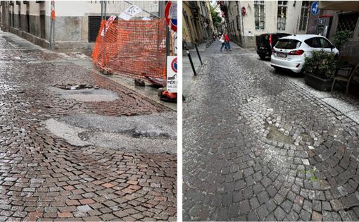 Rifatta poco più di 6 mesi fa, la strada è di nuovo un colabrodo Rifatta poco più di 6 mesi fa, la strada è di nuovo un colabrodo