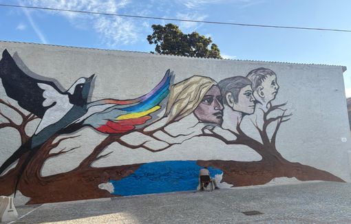 Il murale in fase di realizzazione