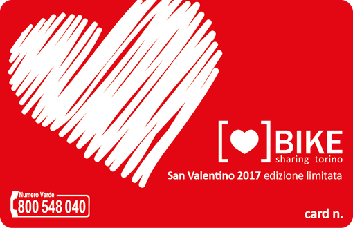 Edizione speciale della tessera abbonamento al servizio di bike sharing per San Valentino