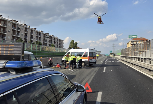 Una immagine della tangenziale dopo l'incidente Una immagine della tangenziale dopo l'incidente