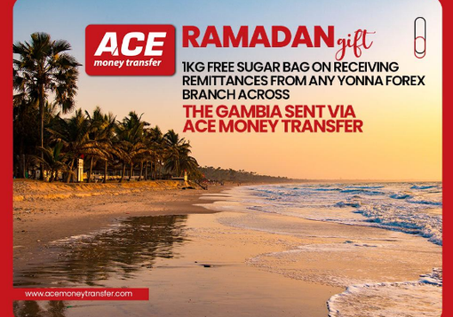 Ramadan Gift - 1KG Free Sugar Bag on Receiving Remittances from any Yonna Forex Branch across the Gambia sent via ACE Money Transfer