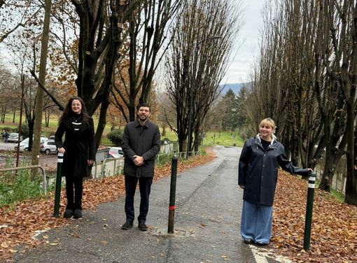 Il presidente Lomanto con i coordinatori Braga e Zaccaro in via Rossetti Il presidente Lomanto con i coordinatori Braga e Zaccaro in via Rossetti