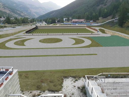 La rappresentazione grafica del nuovo stadio del biathlon e dello skiroll