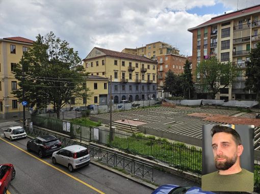 L'area dell'ex asilo di via Pinelli (nel riquadro il consigliere Caputo)