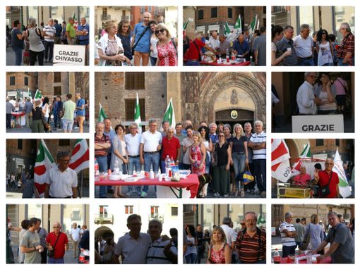 Claudio Castello, in piazza, ringrazia i chivassesi