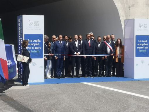 Un momento della inaugurazione della seconda canna del Frejus