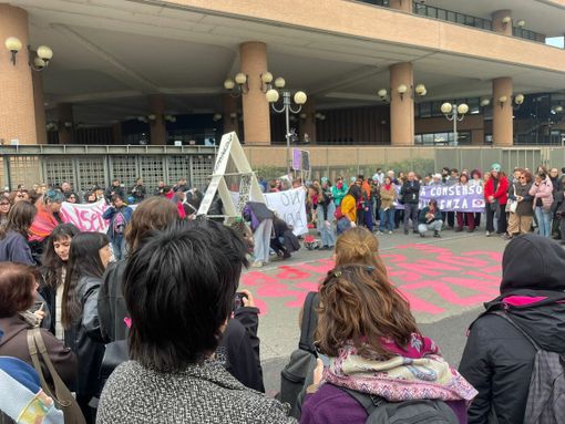 Una immagine della protesta di questa mattina