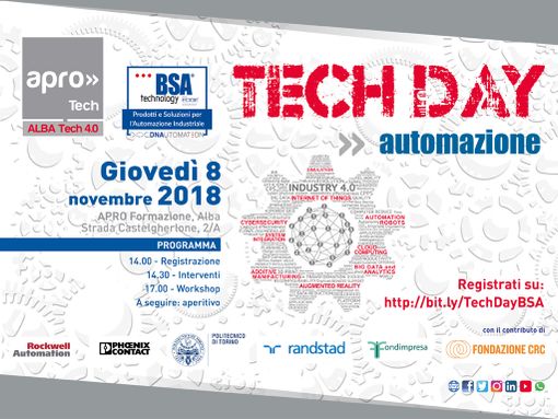 L'8 Novembre il TECH DAY: ad Alba l’Hub tecnologico per l’automazione L'8 Novembre il TECH DAY: ad Alba l’Hub tecnologico per l’automazione
