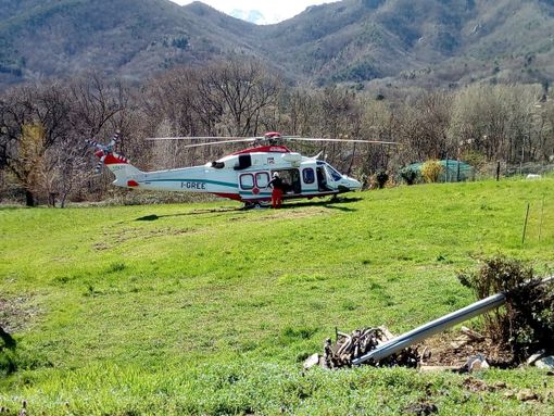 L'eliambulanza intervenuta a Cantalupa L'eliambulanza intervenuta a Cantalupa