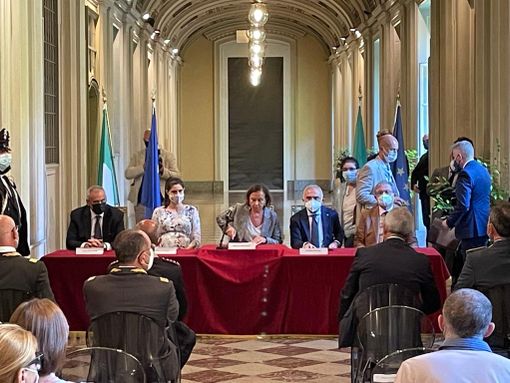 Il ministro dell'Interno Luciana Lamorgese a Torino. in Prefettura