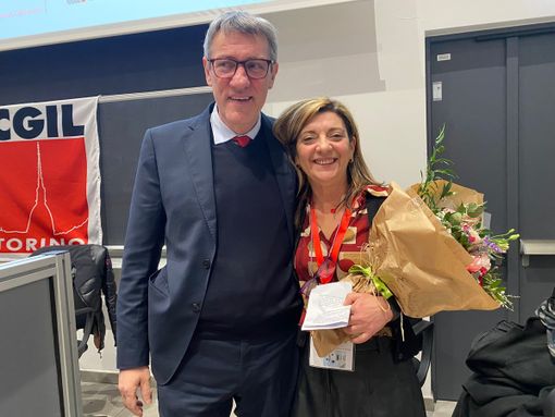 Maurizio Landini con Gabriella Semeraro