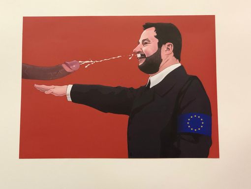 opera che rappresenta Salvini con saluto nazista opera che rappresenta Salvini con saluto nazista