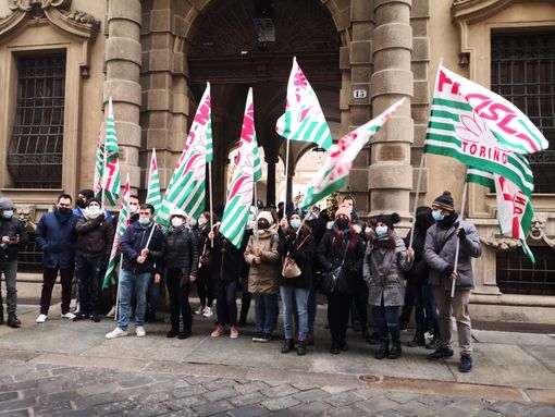 Manifestazione di protesta di lavoratori Manifestazione di protesta di lavoratori