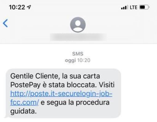 Attenzione truffa: arriva via sms, l'importante e non cliccare sul link