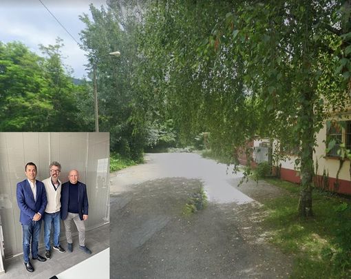 Il tratto di Viale Italia a cui dovrebbe agganciarsi il ponte per la variante. In basso da sinistra Gabusi, Ventre e Ruzzola