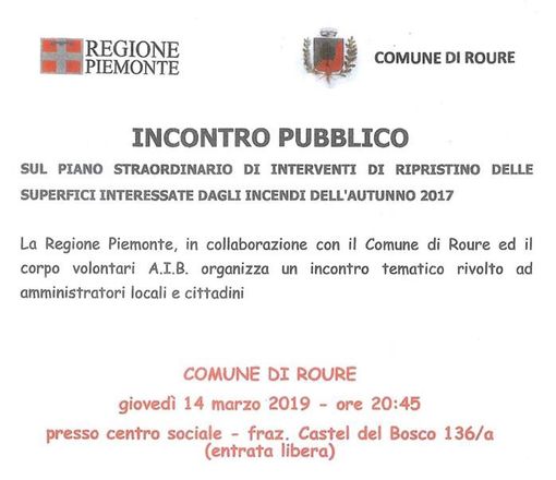 Roure: incontro sui boschi colpiti dall’incendio del 2017