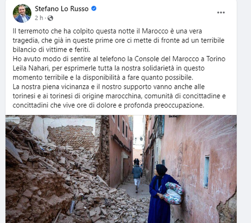 Post su Facebook di Lo Russo