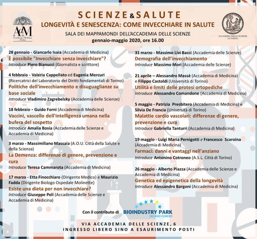 “Scienze e Salute: Longevità e senescenza: come invecchiare in salute" “Scienze e Salute: Longevità e senescenza: come invecchiare in salute"