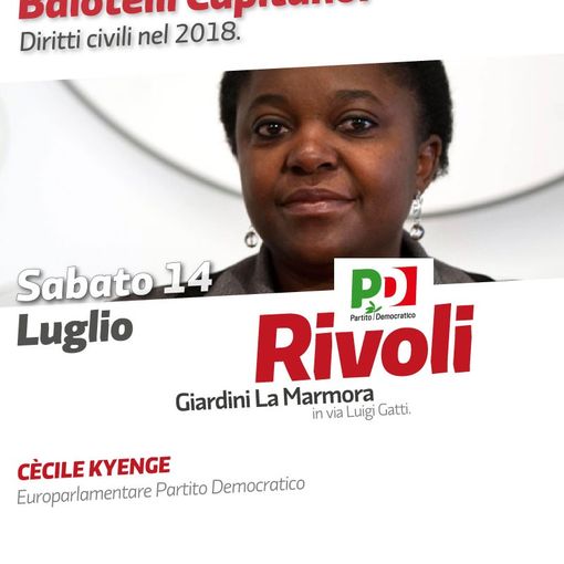 Rivoli, alla Festa del Partito democratico stasera c'è Cecile Kyenge