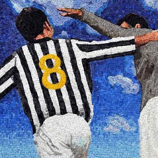 Mosaico per Alessio Ferramosca Neri e Riccardo Neri, intitolato &quot;I colori della primavera&quot; e creato dall' artista Leonardo Pivi. Si trova all'ingresso del campo 8 del Centro Juventus di Vinovo