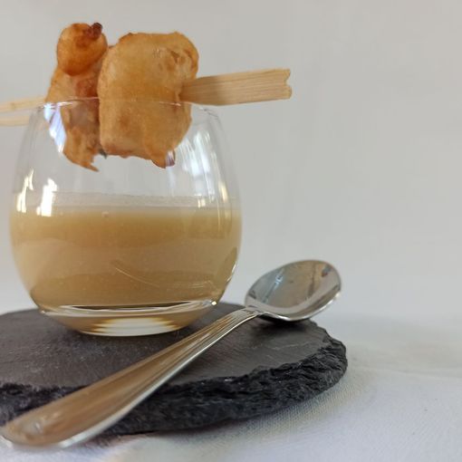 LA RICETTA - Crema di ceci con bocconcini di lonza di maiale pastellati
