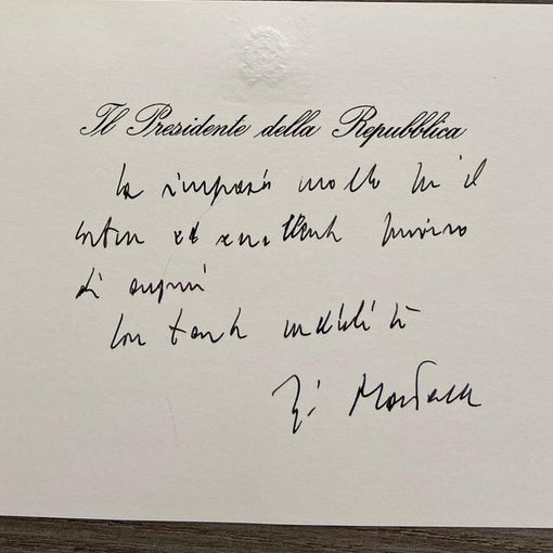 Il biglietto inviato da Sergio Mattarella