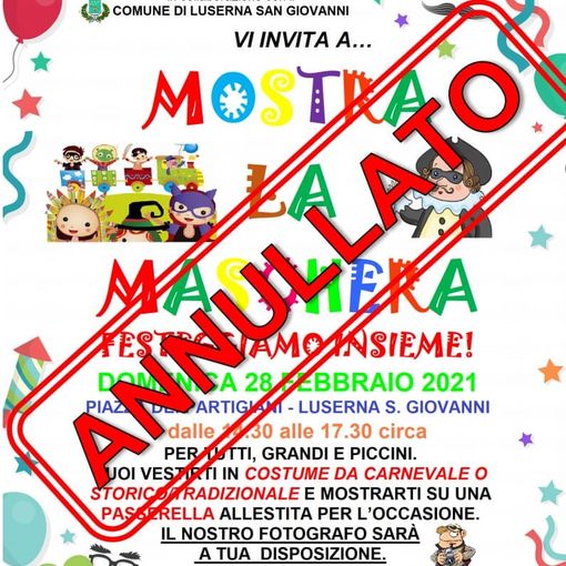 Locandina carnevale annullato Luserna San Giovanni