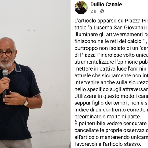 Canale e il suo post su Facebook
