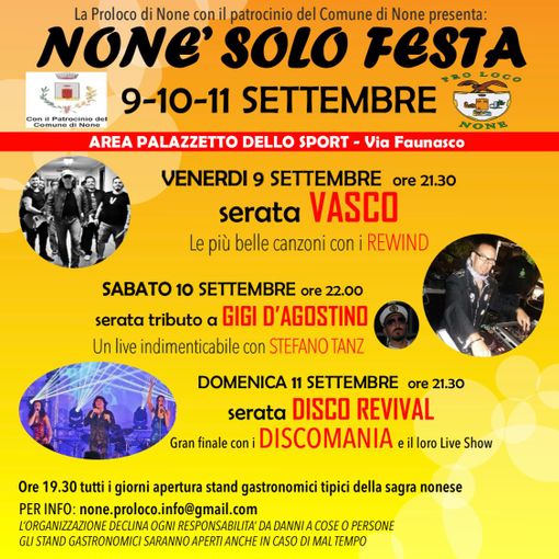 A None si torna a fare festa con tre serate dedicate al cibo e alla musica dal vivo
