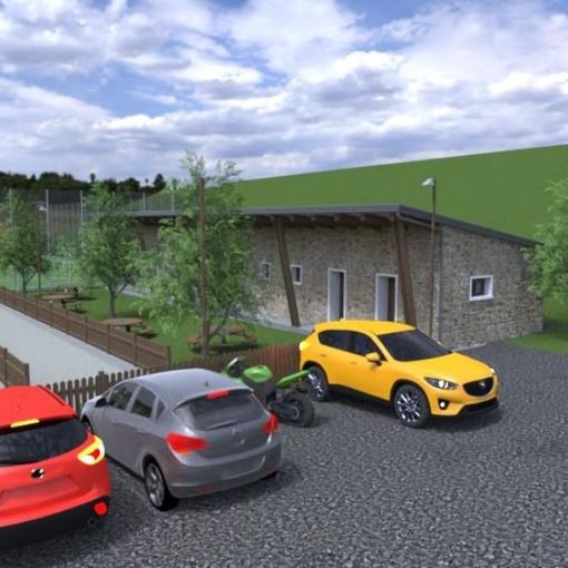Il rendering del polo sportivo di Usseaux