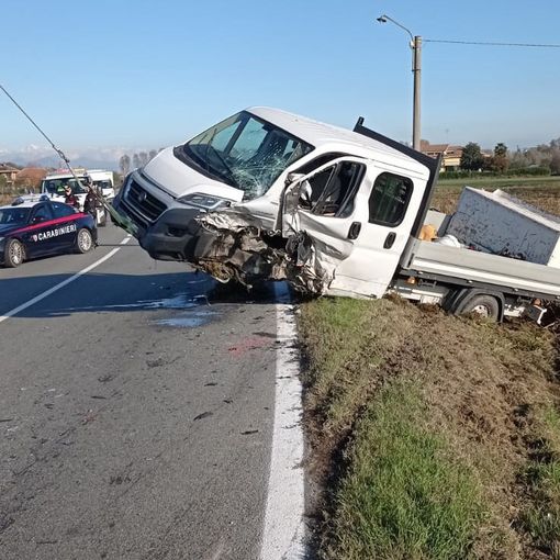 Vigone: scontro frontale tra auto e furgone sulla Provinciale 139