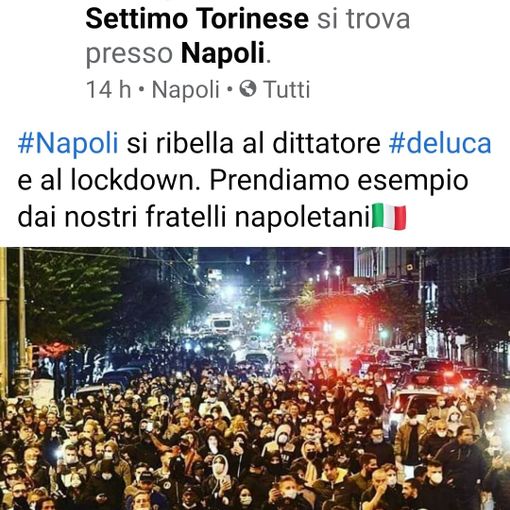 Settimo, Borrini: &quot;Napoli si ribella, prendiamo esempio&quot;