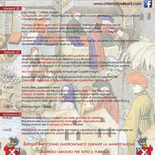 &quot;Chiamata alle arti&quot; al Castello Malgrà di Rivarolo