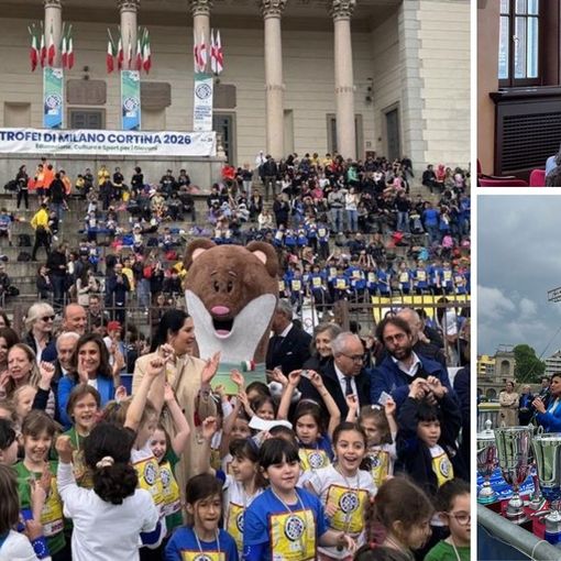 Claudia Colli in tre momenti delle celebrazioni per la &quot;Festa dell'Europa&quot;