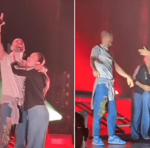 Alcuni momenti della serata di Venaria, con il concerto di Olly e la proposta di matrimonio