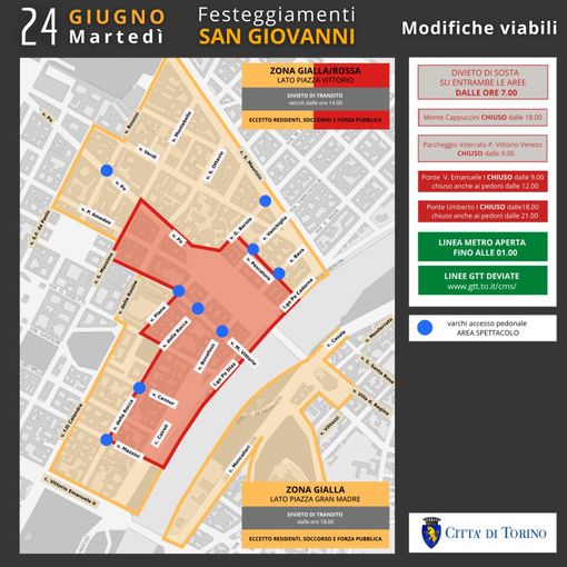 Ecco l'area interessata dalle celebrazioni per San Giovanni